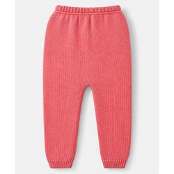 Babyhug Knit Full Sleeves Sweater Set With Floral Design - Pink