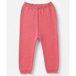 Babyhug Knit Full Sleeves Sweater Set With Floral Design - Pink