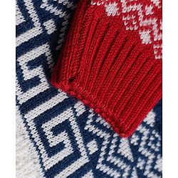 Babyhug Knit Full Sleeves Sweater Set with Geometric Design - Navy Blue