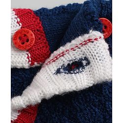 Babyhug Knit Full Sleeves Sweater Set with Geometric Design - Navy Blue