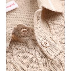 Babyhug Knit Full Sleeves Sweater Set with Cable Knit Design - Beige