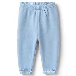 Babyhug Knit Sweater Set with Full Sleeves and Cable Knit in Light/Sky Blue for 3-6 Months