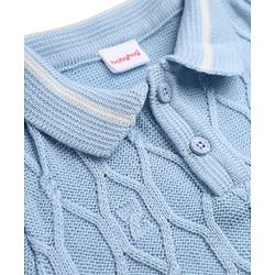 Babyhug Knit Sweater Set with Full Sleeves and Cable Knit in Light/Sky Blue for 3-6 Months