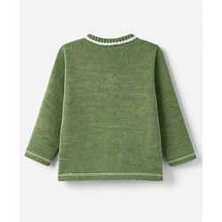 Babyhug Knit Full Sleeves Sweater Set With Cable Knit Design - Olive Green