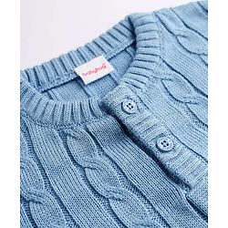 Babyhug Knit Full Sleeves Sweater Set with Cable Knit Design - Sky Blue