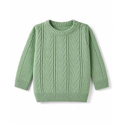 Babyhug Cable Knit Full Sleeves Sweater Set - Green