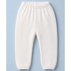 Babyhug Knit Full Sleeves Sweater Set With Cable Knit Design - White