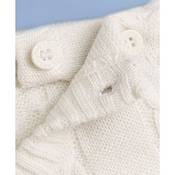 Babyhug Knit Full Sleeves Sweater Set With Cable Knit Design - White
