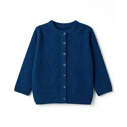 Babyhug Knit Full Sleeves Sweater Set With Cable Knit Design - Navy Blue