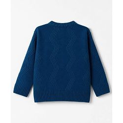 Babyhug Knit Full Sleeves Sweater Set With Cable Knit Design - Navy Blue
