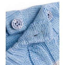 Babyhug Knit Full Sleeves Striped Sweater Set - Sky Blue