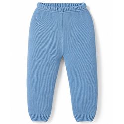 Babyhug Knit Full Sleeves Striped Sweater Set - Sky Blue