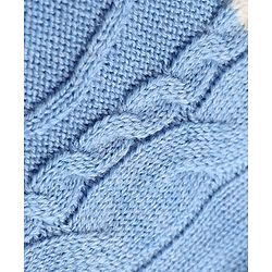Babyhug Knit Full Sleeves Sweater Set with Color Block Design - Blue