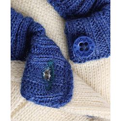 Babyhug Knit Full Sleeves Sweater Set with Color Block Design - Blue