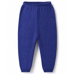 Babyhug Knit Full Sleeves Sweater Set with Color Block Design - Blue