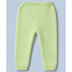 Babyhug Knit Sweater Set with Full Sleeves and Striped Design in Limegreen for 3-6 Months