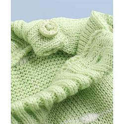 Babyhug Knit Sweater Set with Full Sleeves and Striped Design in Limegreen for 3-6 Months