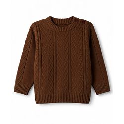 Babyhug Cable Knit Full Sleeves Sweater Set - Brown