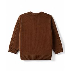 Babyhug Cable Knit Full Sleeves Sweater Set - Brown