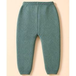 Babyhug Knit Full Sleeves Sweater Set with Color Block Design - Green