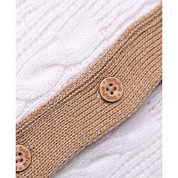Babyhug Knit Full Sleeves Sweater Set with Cable Knit Design - White