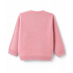Babyhug Knit Full Sleeves Sweater Set with Cable Knit Design - Pink