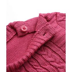 Babyhug Knit Full Sleeves Sweater Set with Cable Knit Design - Dark Pink