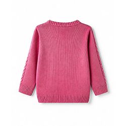 Babyhug Knit Full Sleeves Sweater Set with Cable Knit Design - Dark Pink