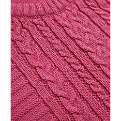 Babyhug Knit Full Sleeves Sweater Set with Cable Knit Design - Dark Pink