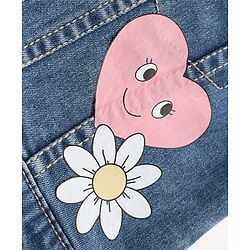 Babyhug Denim Jacket with Full Sleeves and Heart Print in Blue