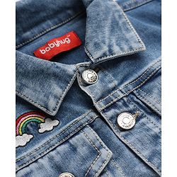 Babyhug Denim Jacket with Full Sleeves and Heart Print in Blue