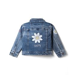 Babyhug Denim Jacket with Full Sleeves and Heart Print in Blue