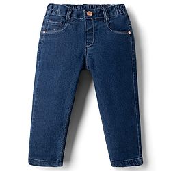 Babyhug Denim Full Length Skinny Fit Washed Jeans With Stretch - Dark Blue