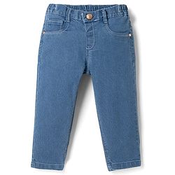 Babyhug Denim Full Length Skinny Fit Washed Jeans With Stretch - Dark Blue