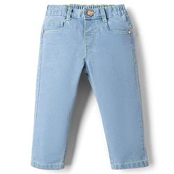 Babyhug Denim Full Length Skinny Fit Washed Jeans With Stretch - Dark Blue