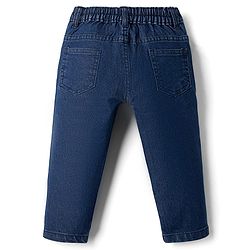 Babyhug Denim Full Length Slim Fit Washed Jeans With Stretch - Dark Blue