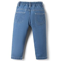 Babyhug Denim Full Length Slim Fit Washed Jeans With Stretch - Dark Blue