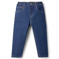 Babyhug Denim Full Length Slim Fit Washed Jeans With Stretch - Dark Blue