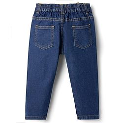 Babyhug Denim Full Length Slim Fit Washed Jeans With Stretch - Dark Blue
