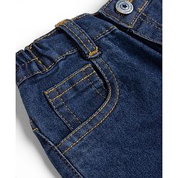Babyhug Denim Full Length Slim Fit Washed Jeans With Stretch - Dark Blue