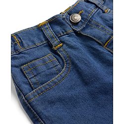 Babyhug Denim Full Length Slim Fit Washed Jeans With Stretch - Dark Blue