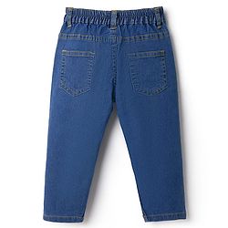 Babyhug Denim Full Length Slim Fit Washed Jeans With Stretch - Dark Blue