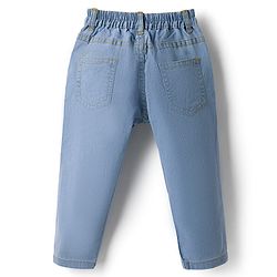 Babyhug Denim Full Length Slim Fit Washed Jeans With Stretch - Dark Blue