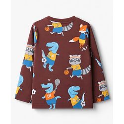 Babyhug Cotton Knit Full Sleeves T-Shirt & Pyjama Co-ords Night Suit With Animal Print - Brown