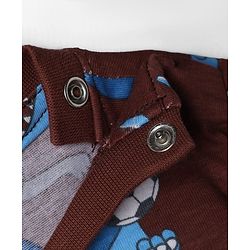Babyhug Cotton Knit Full Sleeves T-Shirt & Pyjama Co-ords Night Suit With Animal Print - Brown