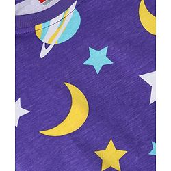 Babyhug Cotton Knit Full Sleeves T-Shirt & Pyjama Co-ords Night Suit With Space Print - Navy Blue