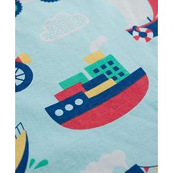Babyhug 100% Cotton Knit Half Sleeves Co Ord T-Shirt & Pyjama Night Suit Vehicle Print - Blue