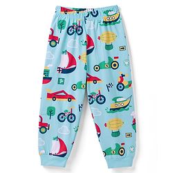 Babyhug 100% Cotton Knit Half Sleeves Co Ord T-Shirt & Pyjama Night Suit Vehicle Print - Blue