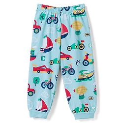 Babyhug 100% Cotton Knit Half Sleeves Co Ord T-Shirt & Pyjama Night Suit Vehicle Print - Blue