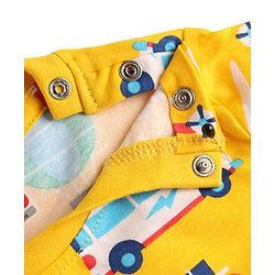 Babyhug 100% Cotton Knit Half Sleeves Co Ord T-Shirt & Pyjama Night Suit Vehicle Print - Yellow